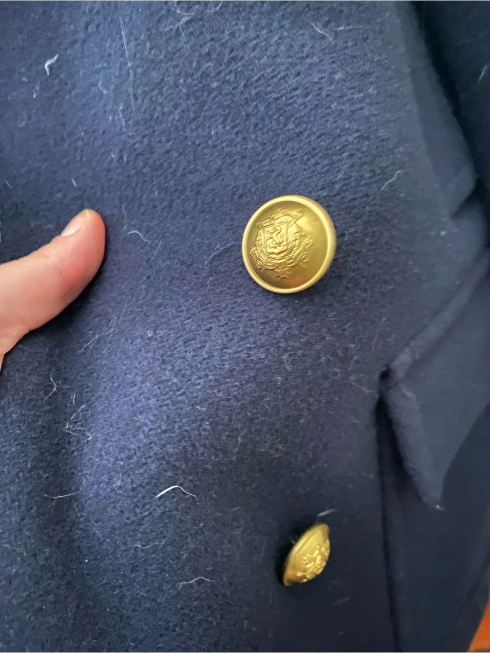 J. Crew Double-Breasted Navy Wool Peacoat with Gold Buttons size 12 women - Picture 4 of 5